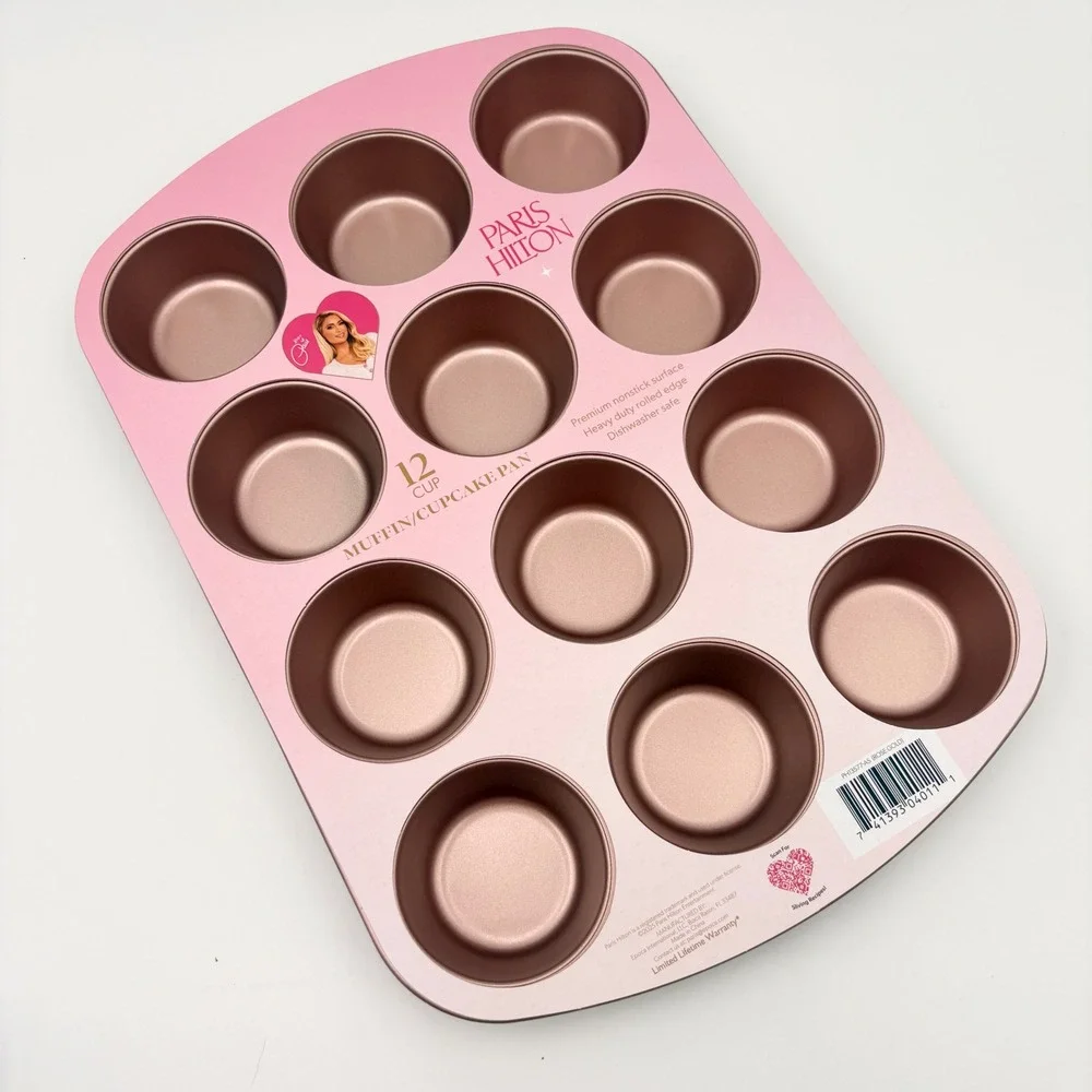 Paris Hilton 12 Cup Muffin Cupcake Pan Rose Gold Nonstick Pink